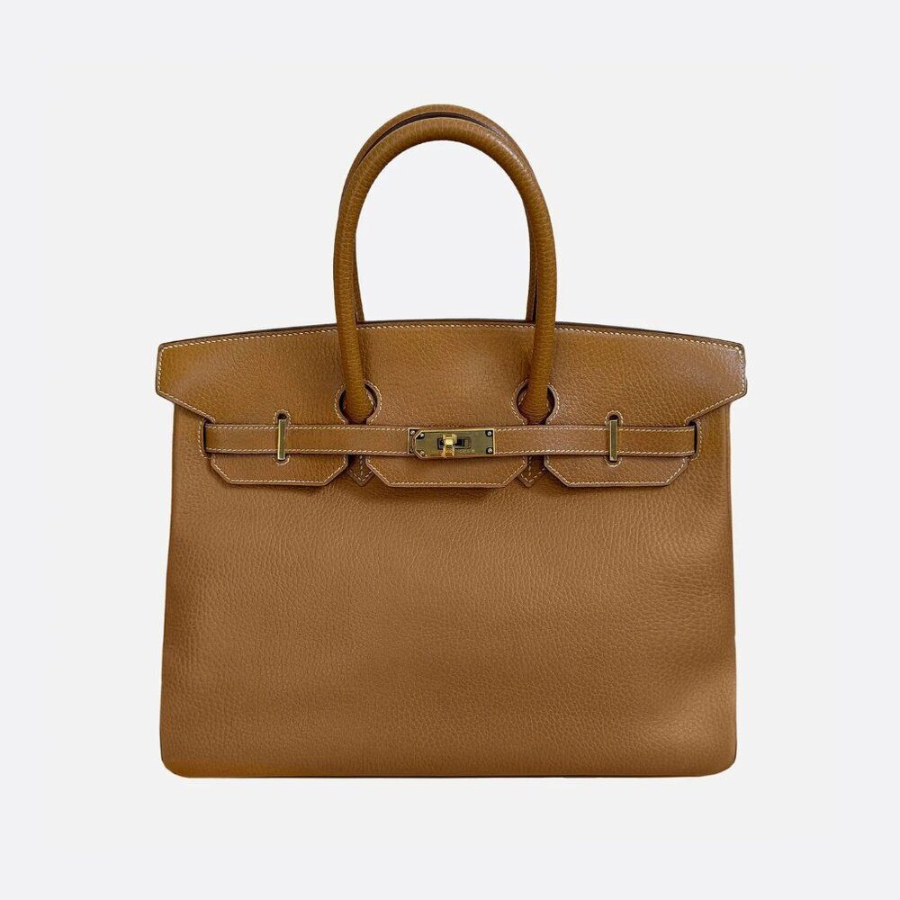 100% Authentic Vintage Birkin Natural Ardennes with GHW 35 Stamp Y